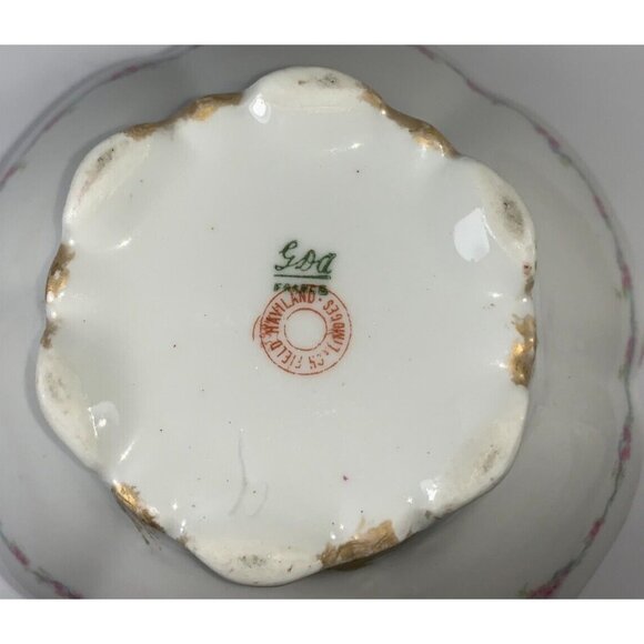 Limoges 4.5" Serving Bowl Gold Trim with Pink Roses Haviland Limoges France - Picture 7 of 9